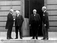 The Paris Peace Conference began January 18th, 1919. "The Big Four" (David Lloyd George of Britain, Vittorio Emanuele Orlando of Italy, Georges Clemenceau of France, President Woodrow Wilson of the U.S) made most of the decisions.